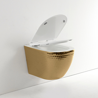 Ensemble de toilettes murales haut de gamme en céramique dorée pour hôtel, WC de luxe doré pour salle de bain