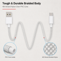 Câble USB A vers C à charge rapide 3A, tressé en alliage d'aluminium, compatible avec ordinateur portable, moniteur, téléphone portable