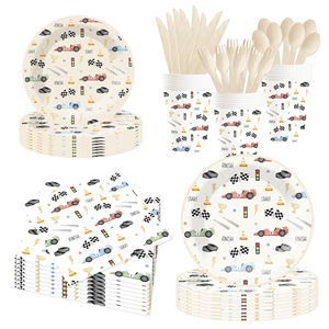 DAMAI - Vajilla Desechable Personalizable con Temática de Autos para Fiestas de Cumpleaños Infantiles, Platos de Papel Desechables - Product Image 2