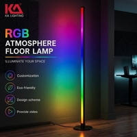 Lampu Lantai LED RGB Pintar 20W CRI90 Dapat Diredupkan, Tinggi Dapat Disesuaikan, Kontrol Jarak Jauh via Aplikasi, Lampu Berdiri Ambient untuk Kamar Tidur dan Ruang Gaming