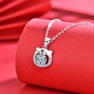 Collana XMA025 in Argento Sterling S925 di Alta Qualità con Moissanite, Design Carino a Forma di Tigretta, Gioielli da Donna alla Moda, Vendita all'Ingrosso dalla Fabbrica - Product Image 3