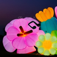 Décoration de fleur gonflable géante personnalisée de carnaval avec lumière pour événement pelouse tissu Oxford matériel logo personnalisé