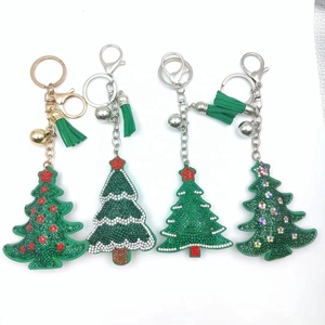 <span class=keywords><strong>Porte</strong></span>-clés mousqueton tendance et durable, coloré, avec pendentif sapins de Noël entièrement orné de strass, breloque de sac, cordon pour femme - Vente chaude - Product Image 1