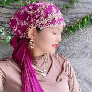 Gorro de Encaje de Color Sólido a la Moda, Ecológico y Transpirable, Pañuelo para la Cabeza para Mujer para Todas las Estaciones - Product Image 1