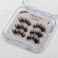 3D naturel faux cils pré-collés réel végétalien clair bande auto-adhésif vaporeux demi-cils presse et aller Cat Eye Lash