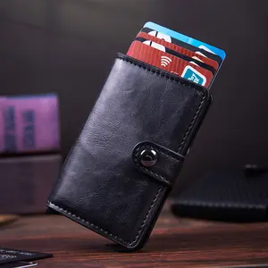 Carbon Fiber Credit Card Holder Wallets Men Brand Rfid Black Magic Trifold Leather Slim Mini Wallet Small Money Bag Male Purses