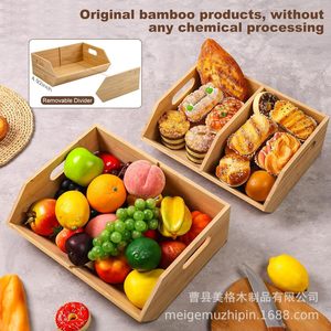 กล่องเก็บของไม้ไผ่ Meg Wooden แบบ 3 ช่อง พร้อมหูหิ้ว สำหรับจัดระเบียบผักผลไม้ในครัว - Product Image 2