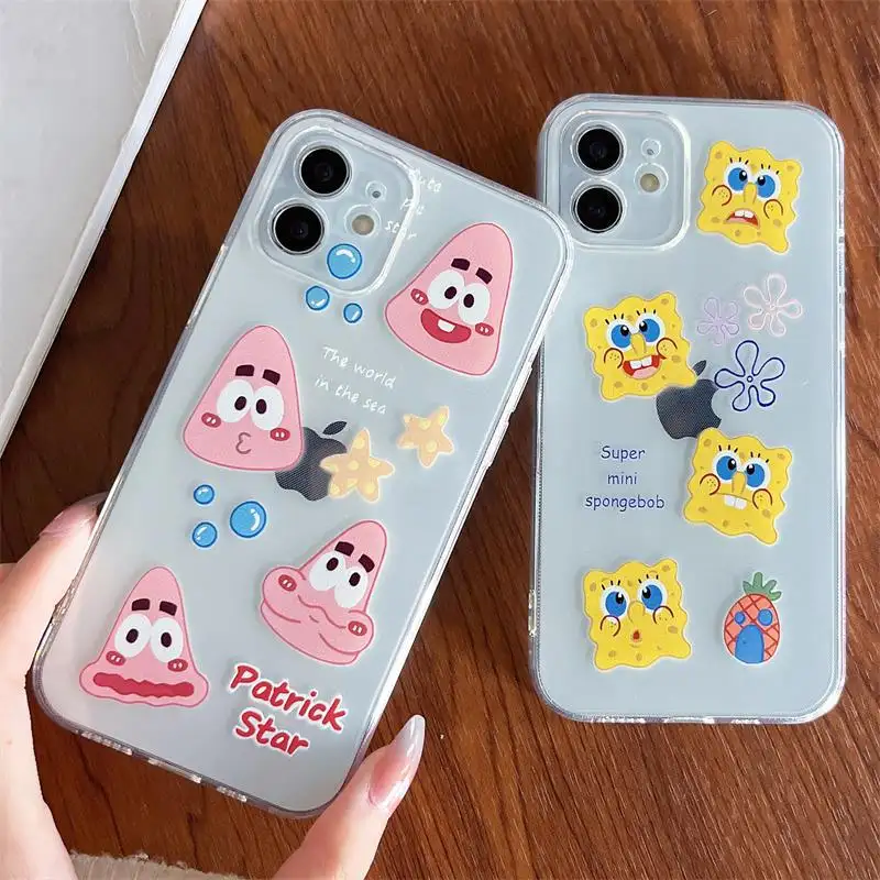 Accessories Sponge Patrick Design bob Star Phone Case Soft Silicone Dust Proof Cover for Iphone X XS XR 11 12 Pro Max Wholesale