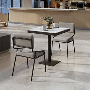 Table en bois de meubles commerciaux de style rétro de luxe avec pieds en métal cuisine salle à manger restaurant table en bois - Product Image 5