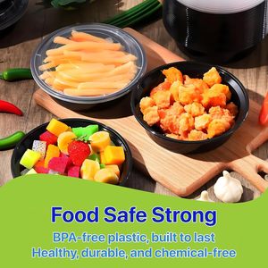 Contenedor Redondo Desechable de Plástico para Alimentos, Apto para Microondas, con Tapa Hermética, de Grado Alimenticio PP, Libre de BPA, Venta al por Mayor de Fábrica - Product Image 2