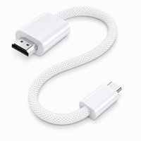 Câble Type-C nickelé 4K 60Hz blanc 1,8 m en PVC tressé pour adaptateur convertisseur HDTV et Switch