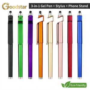 Stylo gel 3-en-1 innovant avec support de téléphone et stylet, impression personnalisée transparente pour une identité de marque claire, pointe 0,5 mm pour signature numérique sur écran, MOQ flexible - Product Image 3