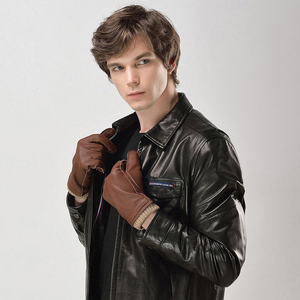 Gants en cuir d'hiver imperméables à doigts entiers Nouveauté Gants en cuir d'hiver légers et tendance - Product Image 5