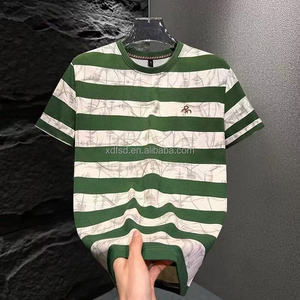 T-shirt Estiva da Uomo Personalizzata, Lussuosa, Casual, Retrò, alla Moda, Lavata, Sportiva, 100% Cotone, a Righe, a Mezza Manica, Vestibilità Ampia - Product Image 5