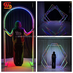 2025 Custom SMOOTH <b>Wedding</b> <b>Arch</b> with Glowing Metal Backdrop Stand and LED Light Aisle Hot for Party Events Decor - Product Image 4