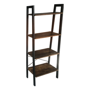 Retro Industrial Ladder <b>Shelf</b> 5 Tier Iron Wood Standing Office Organizer Multifunctional Storage <b>Rack</b> - Product Image 2