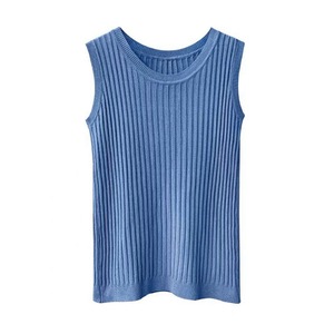 Tops de punto sin mangas de talla grande para <span class=keywords><strong>mujer</strong></span>, chaleco y camiseta de verano con estampado de abullonado, camisas sueltas y <span class=keywords><strong>tirantes</strong></span> finos - Product Image 4