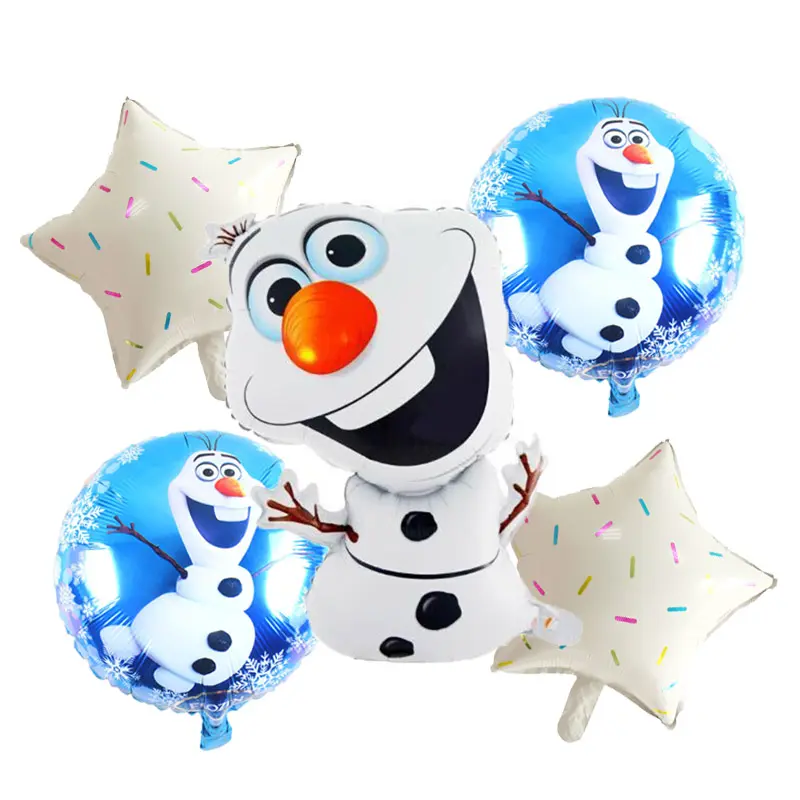 Hot Sale Cartoon Character White Blue Olaf Frozen Shape Foil Balloon Round Globos For Party Decoration