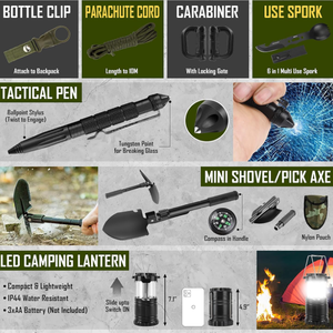 مجموعة أدوات النجاة 268 قطعة، معدات ومستلزمات الطوارئ للبقاء على قيد الحياة مع حقيبة إسعافات أولية للتخييم والمشي لمسافات طويلة والصيد وهدايا عيد الميلاد - Product Image 6