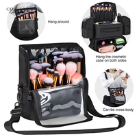 Koncai 4 en 1, boîte de maquillage en nylon personnalisée pour les voyages, grande boîte de rangement cosmétique noire, organisateur de maquillage à roulettes, valise de beauté