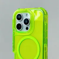 Coque antichoc transparente couleur néon pour iPhone 16 15 14 13 11 12 17 ProMax Plus avec charge sans fil