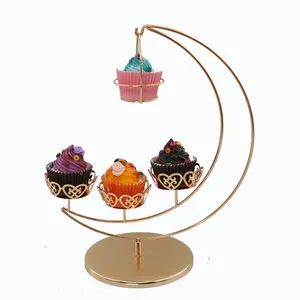 Popping Mặt Trăng Giống Như Xuất Hiện Kim Loại Vàng Có Thể Tháo Rời Bánh Cưới Cho Bốn Mini Cupcake