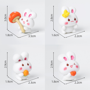 Linda Figura de Conejo Blanco de Resina, Conejo del Bosque Kawaii con Champiñón y Zanahoria, Jardín Mágico de Cuentos de Hadas, Regalo de Pascua y Primavera - Product Image 2
