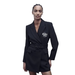 Robe midi sans manches à col en V, coupe crayon, double boutonnage, poches à rabat et ceinture, pour femme de bureau, collection automne, écologique, vente en gros - Product Image 1