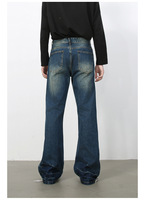 Jean micro-évasé délavé et déchiré pour homme, style rétro américain, coupe slim droite, pantalon en denim décontracté et tendance