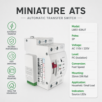 Interrupteur de transfert automatique LVMA ATS 63A 2P, commutateur de source double miniature à conversion rapide AC 110V 220V pour classe PC