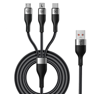 Câble de charge USB tressé en nylon rapide 3 en 1, cordon de charge multi-téléphones avec ports Type C et Micro L pour téléphones portables - Product Image 1