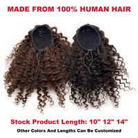 Offre Spéciale Postiche Top Qualité Cheveux Humains Afro Crépus Curl Queue De Cheval Cordon Extensions De Cheveux De Poney 10-14 pouces En Stock