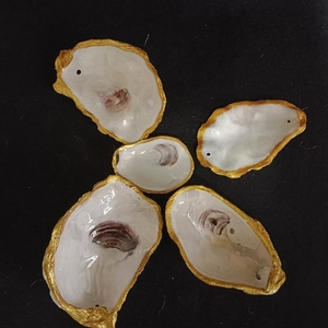 Ornements de coquilles d'huîtres Plage côtière de Noël nacrée avec plaqué or pour mariage - Product Image 5