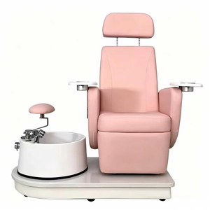 K Pink Electric Pedicure Chair Spa Salon Reclining Massage Chair Adjustable Nail <b>Table</b> with Foot <b>Bath</b> - Product Image 1