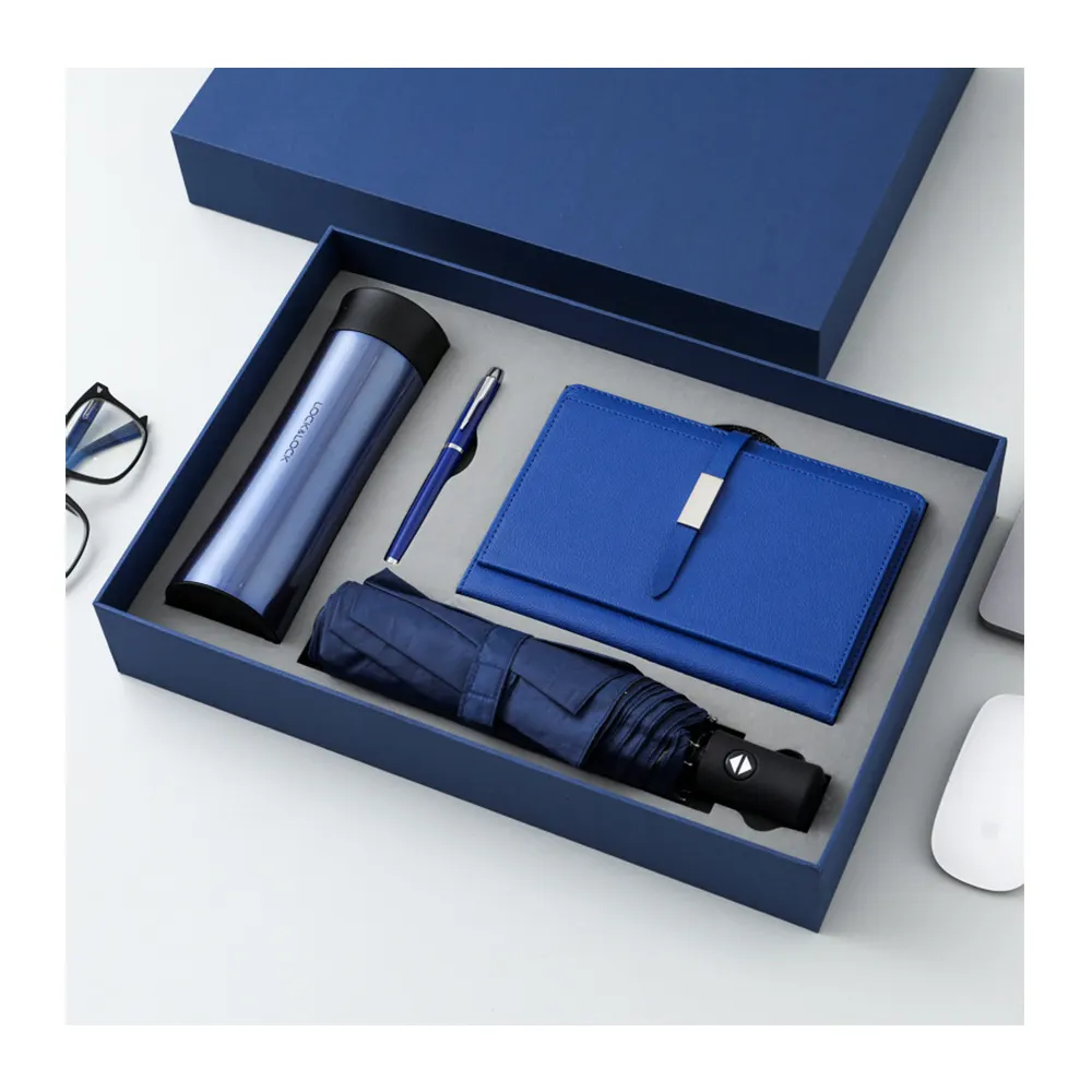 Custom Logo Business Jubileum Cadeau Promotionele Vaccum Fles Pen Notebook Paraplu Corporate Luxe Cadeau Set