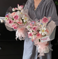 Papier d'emballage floral de luxe imperméable en PE texturé pour bouquets DIY, fleuristes, décoration de mariage et emballage cadeau