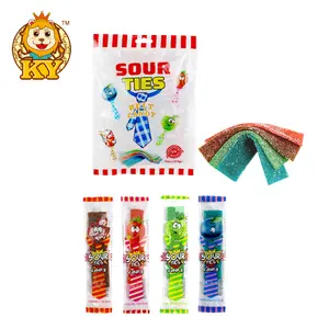 Wholesale custom sugar coated rainbow tie sour candy licorice belts soft gummy candy tape stick