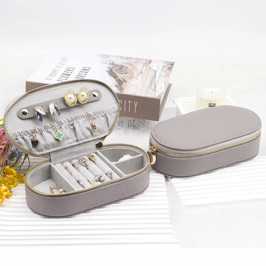 Portable Leather Jewelry Organizer Box Necklace Earrings Ring Bracelet Teen Girls Package Travel Jewelry Case for Women