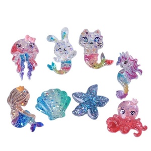 Nouveaux charms transparents en acrylique à paillettes, en forme de coquillage et d'étoile de mer, style sirène, pour DIY <span class=keywords><strong>Havaianas</strong></span>, avec possibilité d'ajouter des crochets - Product Image 5