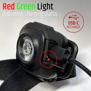 Linterna Frontal Recargable Tipo-C de 200 Lúmenes IPX4 90 °   Linterna Frontal Pivotante de 4 Modos con Luz Roja para Camping, Senderismo y Correr - Product Image 5