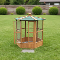 SDB004 Volière d'extérieur de luxe en bois pour oiseaux, grande, avec perchoirs, nid et habitat, conception facile à nettoyer, caractéristiques écologiques