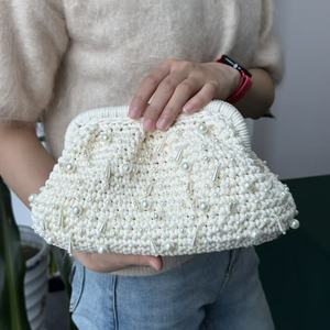 Sac à main de luxe fait main style perle pour <span class=keywords><strong>femme</strong></span>, pochette de soirée de mariage, sacs au crochet pour <span class=keywords><strong>femme</strong></span> - Product Image 2