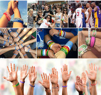 Bracelet en silicone segmenté pour impression par sublimation, bracelet religieux en silicone, bracelets promotionnels sportifs arc-en-ciel