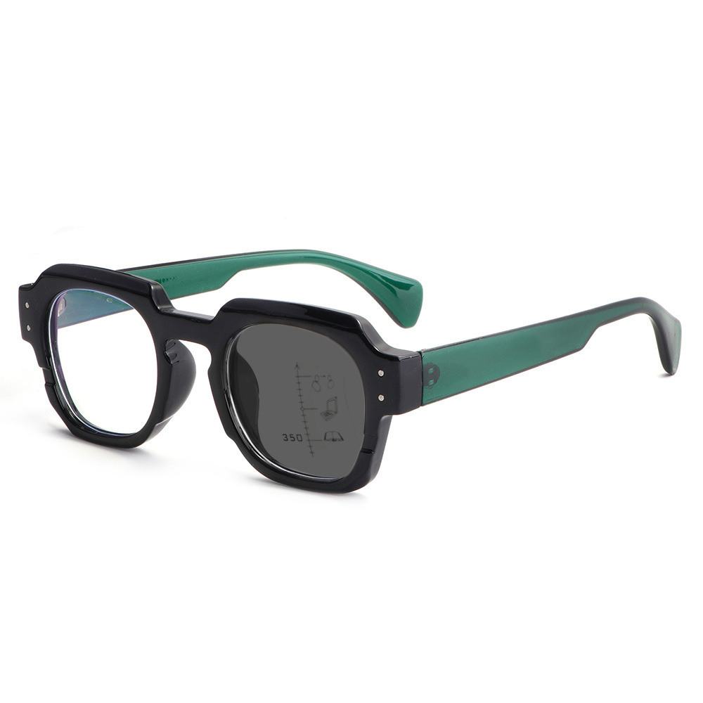 Lunettes multifocales progressives - Monture noire, branches vertes