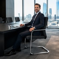 Fauteuil d'invité élégant Sleek Sled Cantilever à dossier haut, en cuir PU rembourré, accoudoirs chromés, pour réception et conférence, modèle 2217