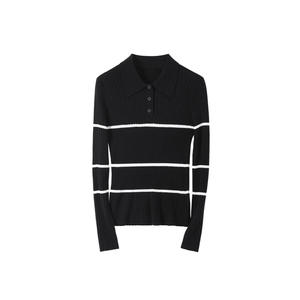 2025 printemps été Collection élégant femmes 30 laine mélangée à manches longues pull haut décontracté banlieue pour col <span class=keywords><strong>Polo</strong></span> nouveau solide - Product Image 4