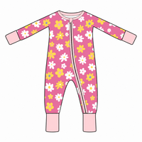 Combinaison bébé en bambou personnalisée, imprimé fleurs, pyjama bébé, vente en gros, impression personnalisée