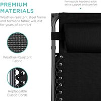 Chaise pliante grise extra large, supportant jusqu'à 400 lb, avec dossier inclinable à gravité zéro large et réglable, et porte-gobelet – Vente en gros