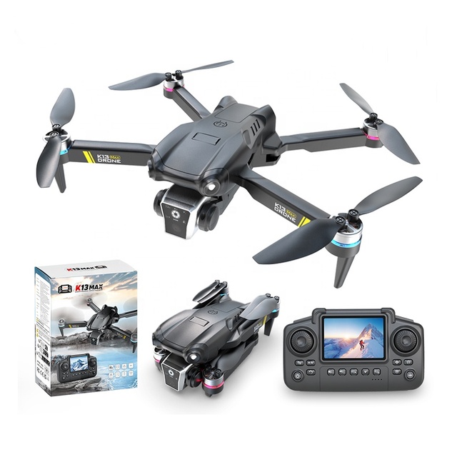 K13 Max Mini Drone with Screen Remote Control HD Dual Camera WiFi Brushless Motor Gesture Photography Optical Flow Toys Aircraft