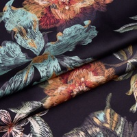 Tissu en satin mat 100 % polyester personnalisé, extensible, imprimé numérique tropical pour vêtements et jupes pour filles, technique de tissage